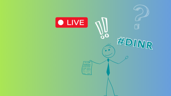Live YouTube, image représentant un bonhomme tenant dans sa main une feuille, avec un point d'interrogation et 2 points d'exclamation, #DINR